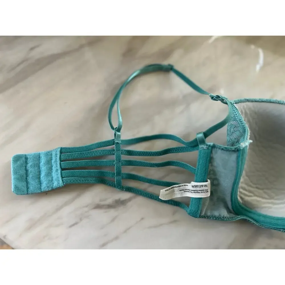 Intimately Free People Teal Green Leopard Cage Bra 34C